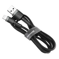 USB kabelis Baseus Cafule USB-A to Lightning 2.4A 1.0m gray-black CALKLF-BG1 